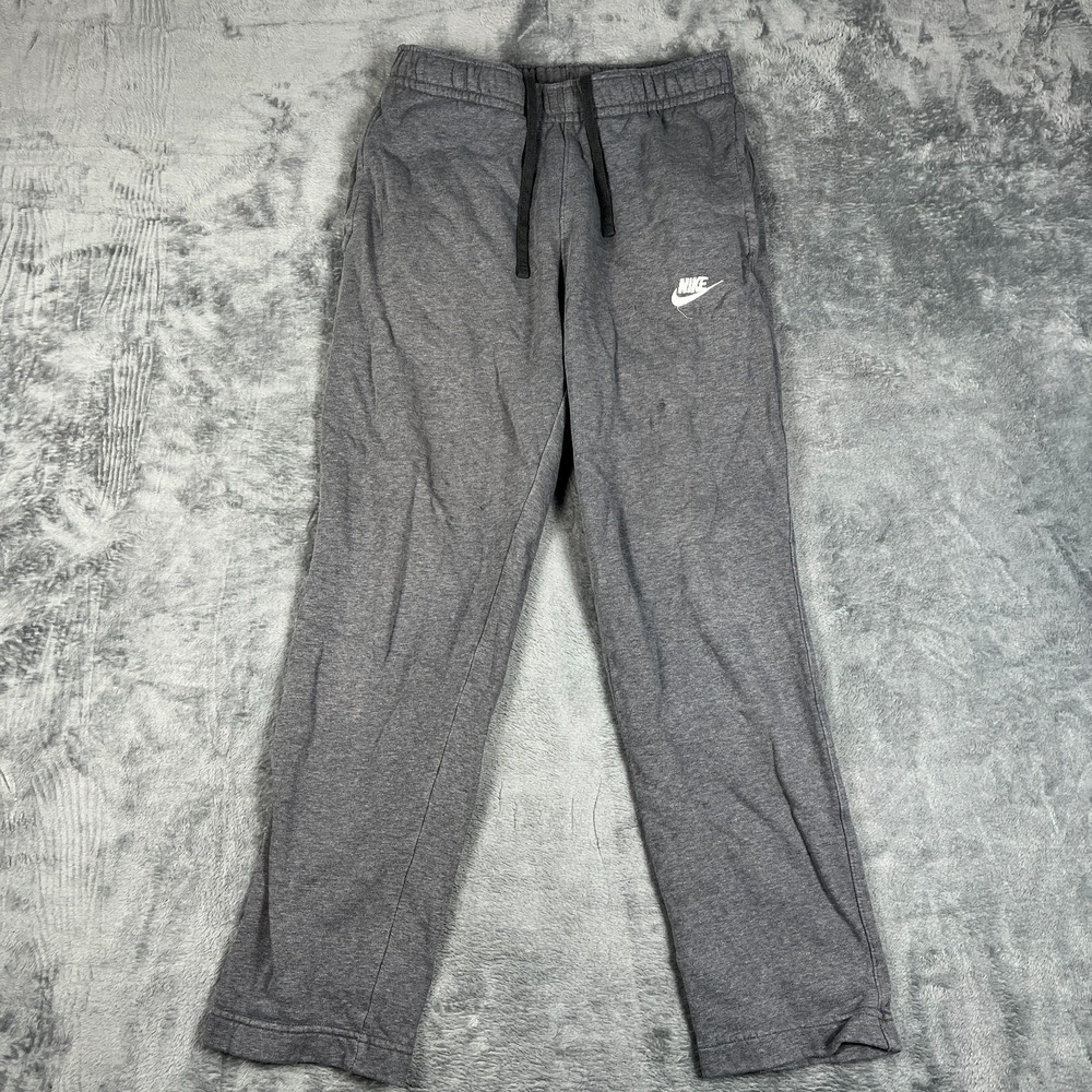 Nike Sweatpants Mens Small Gray Fleece Lined Swoosh Logo Straight Leg Drawstring